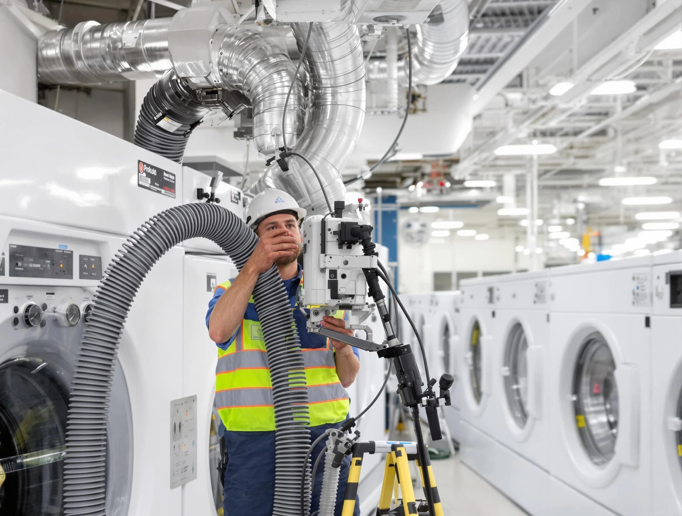 Clearfield Dryer Vent Cleaning team performing commercial-grade dryer vent cleaning at a business facility in Clearfield