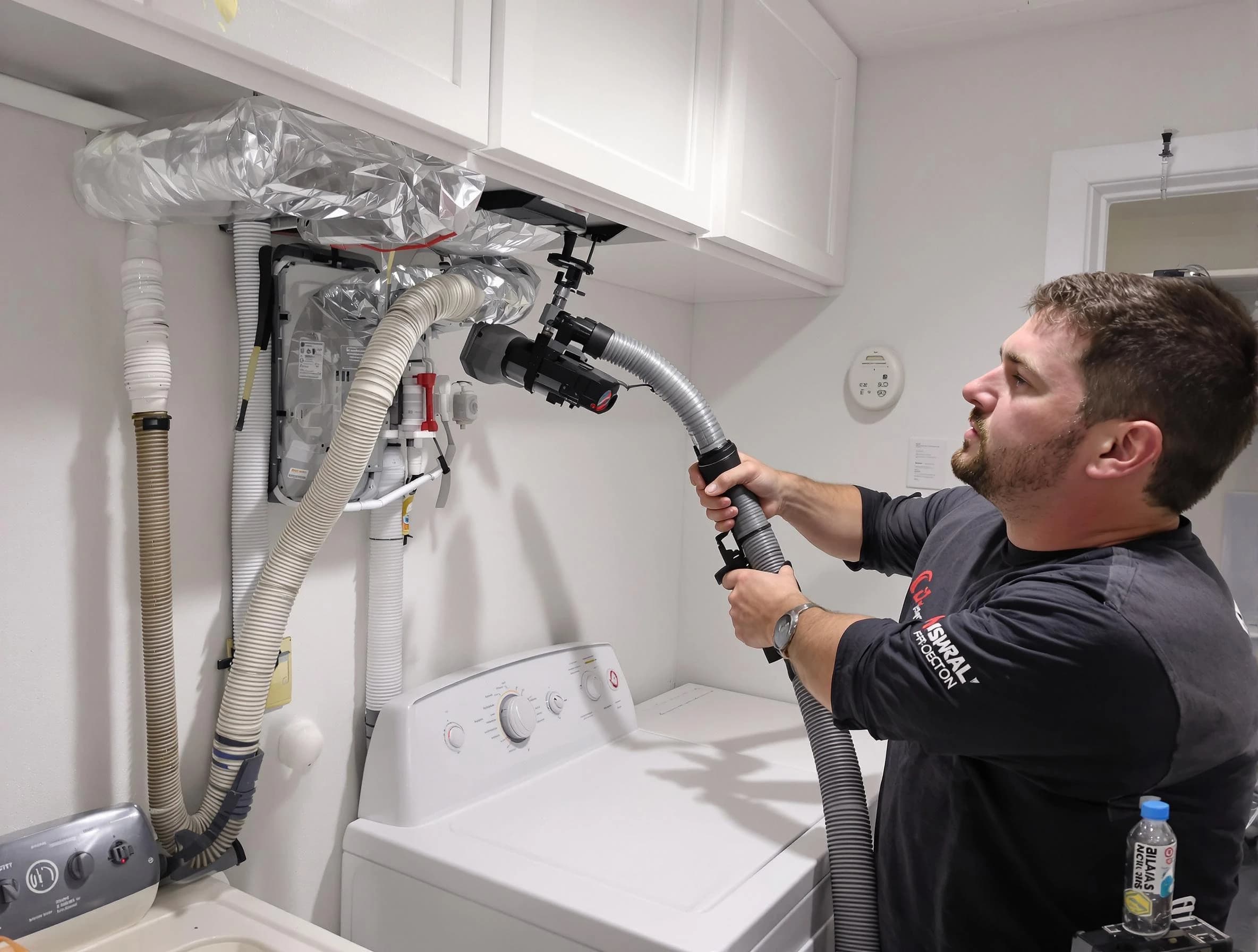 Clearfield Dryer Vent Cleaning certified technician performing safety-focused gas dryer vent cleaning in Clearfield