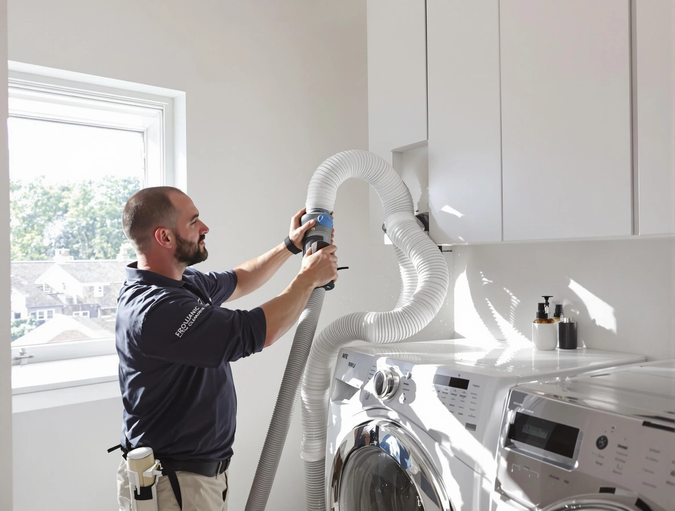 Certified Clearfield Dryer Vent Cleaning technician performing dryer vent cleaning in Clearfield